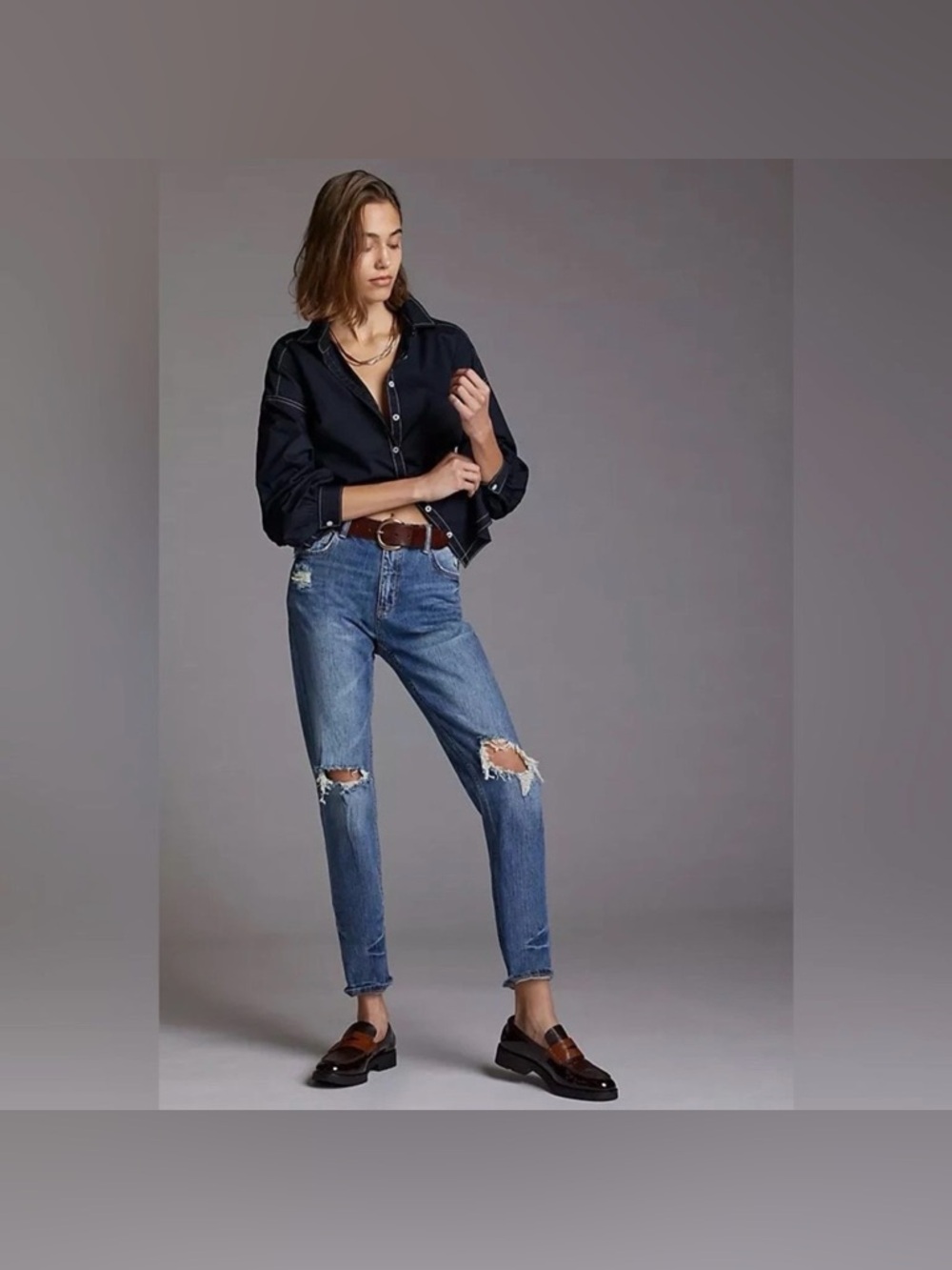 Anthropologie Pilcro The Heritage Boyfriend Jeans Distressed Relaxed Fit 18W